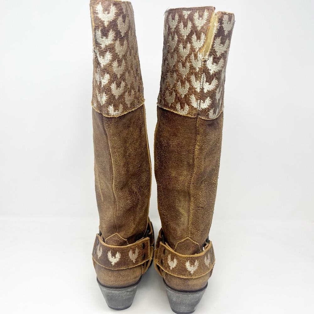 Old Gringo Rosa Pajaros Brown Suede Eagle Boots - Picture 12 of 13